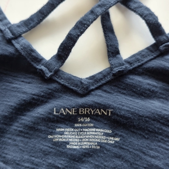 Lane Bryant Blue & White Tie Dyed Strappy T Shirt Top Size 14/16 - Picture 6 of 6